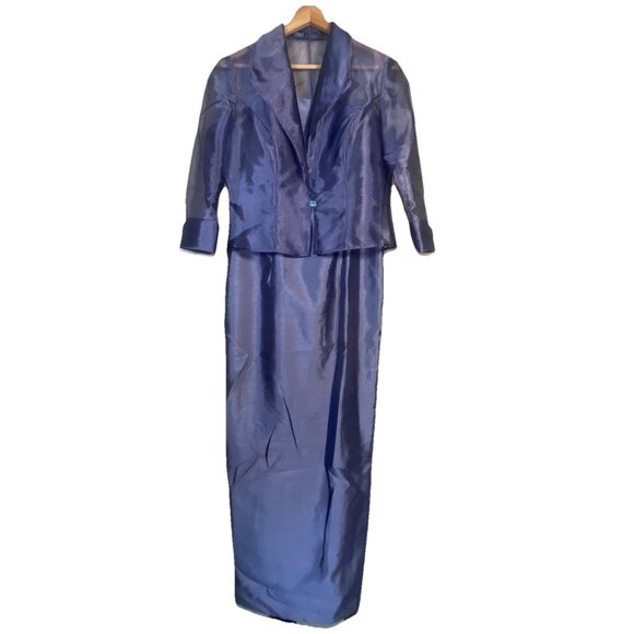 Alex Evenings Dress Womens 6 Periwinkle Blue Sheen Shine Mother of the Bride - Picture 1 of 14